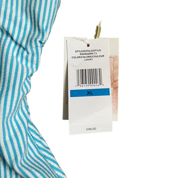 NWT Jessica Simpson One-Piece Scalloped Blue Striped Swimsuit Size XL - Picture 8 of 8